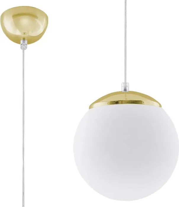 Biało-złota lampa wisząca kula 20 cm E9-R39