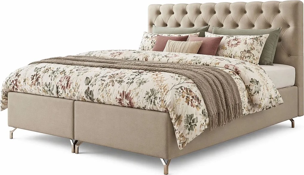 Beżowe pikowane łózko kontynentalne 4 rozmiary L5-R47