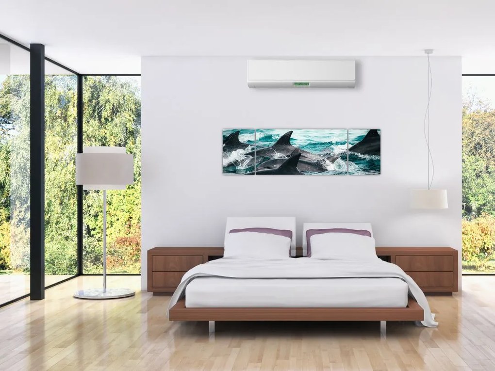 Obraz - Delfiny w oceanie (170x50 cm)