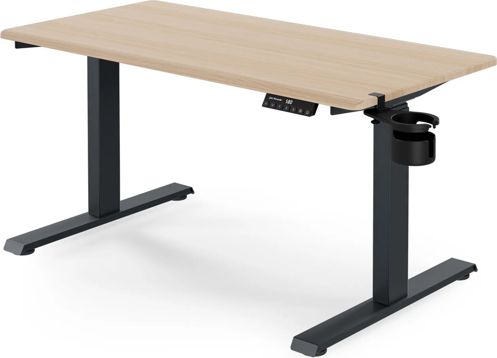 Biurko elektryczne z regulacją wysokości ergonomiczne antracytowe/dąb sonoma,1200x600 mm: ARIA