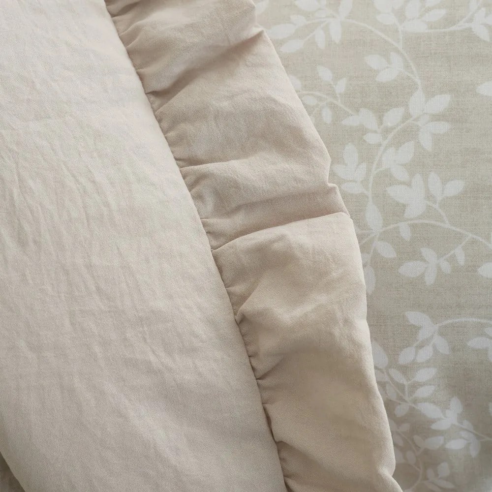 Beżowa narzuta na łóżko dwuosobowe 220x230 cm Soft Washed Frill – Bianca