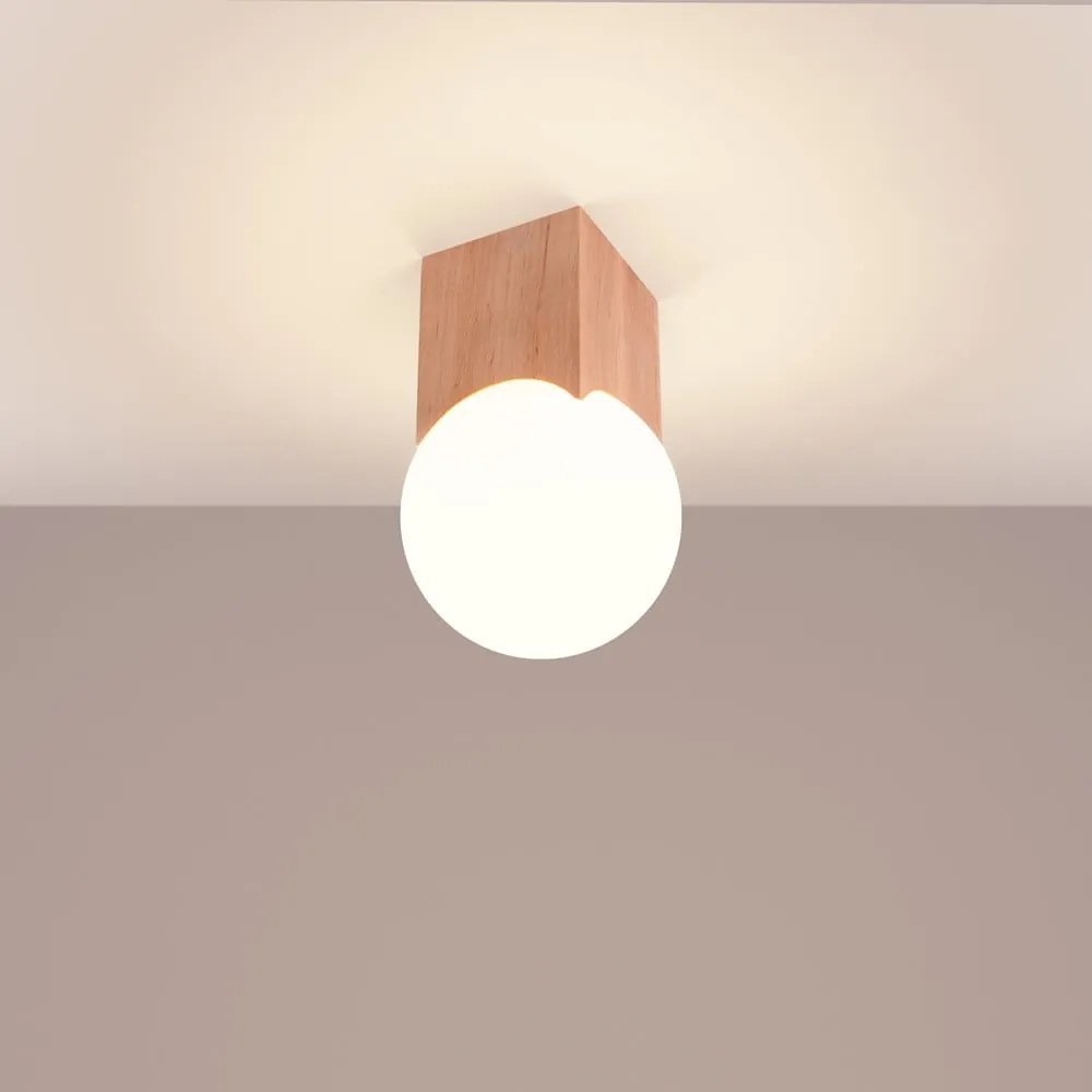 Lampa sufitowa w naturalnym kolorze ze szklanym kloszem 12x12 cm Rayer – Sollux