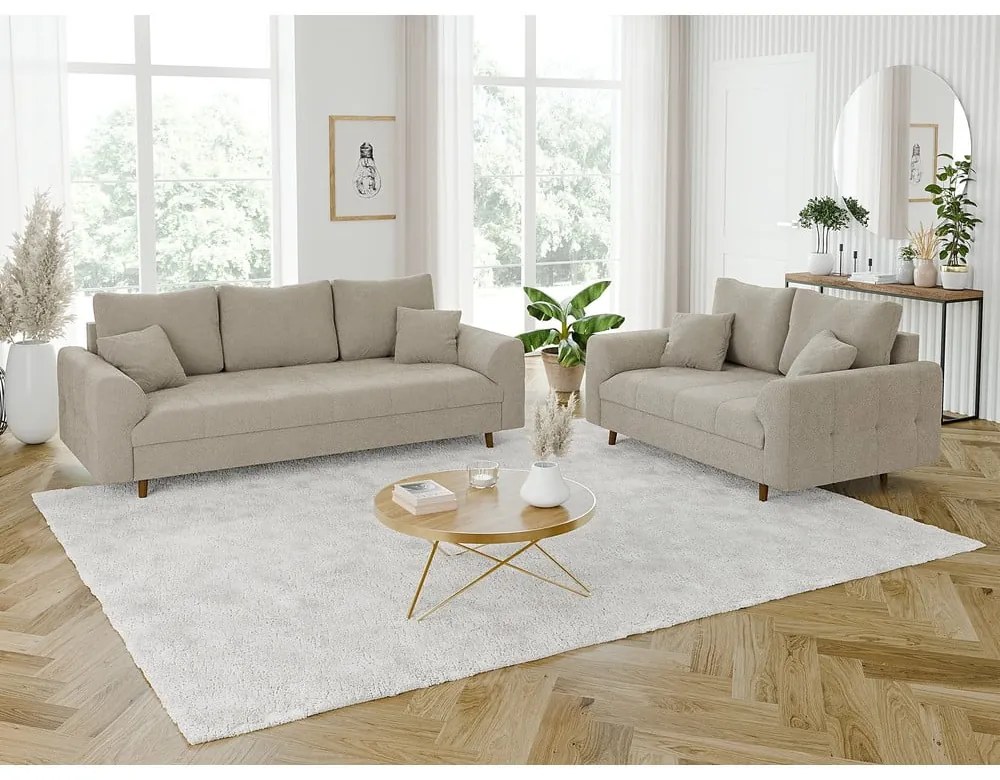 Beżowa sofa z materiału bouclé 210 cm Ariella – Ropez
