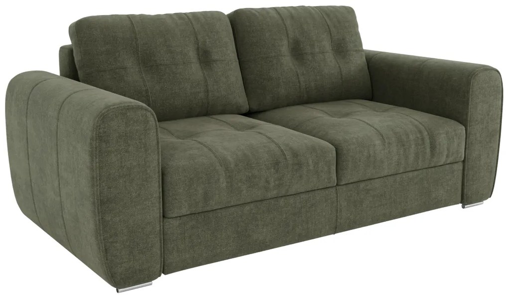 Kanapa 3-osobowa rozkładana typu express z zieloną tapicerką - Miejsce do spania 140 cm - Materac 14 cm - BOLIPO