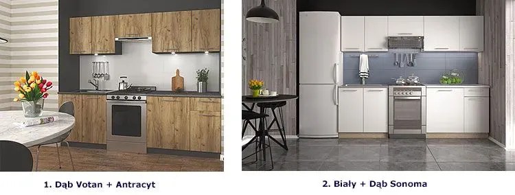 Zestaw mebli kuchennych - biały + dąb sonoma W3-K83