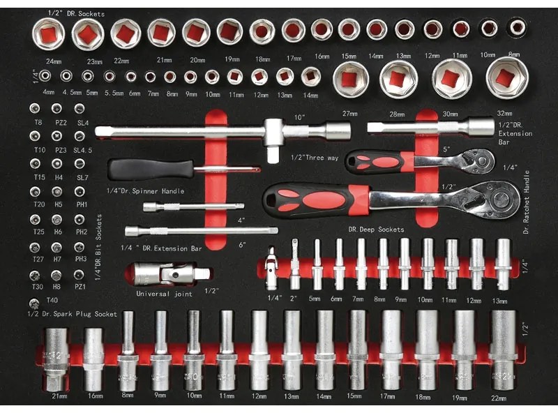 Wózek warsztatowy mobilny na narzędzia EXPERT, z zestawem narzędzi, 7 szuflad, niebieski