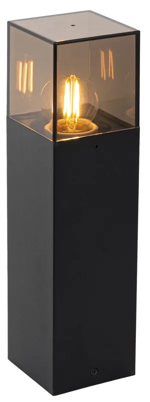 Stojąca lampa zewnętrzna czarna z kloszem w kolorze dymionym 30 cm - Denmark