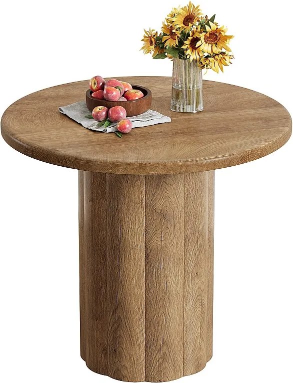 Okrągły stół jadalny, stół kuchenny dla 2-4 osób, 80 x 80 x 75 cm, rustykalny mały stół do jadalni (brązowy)