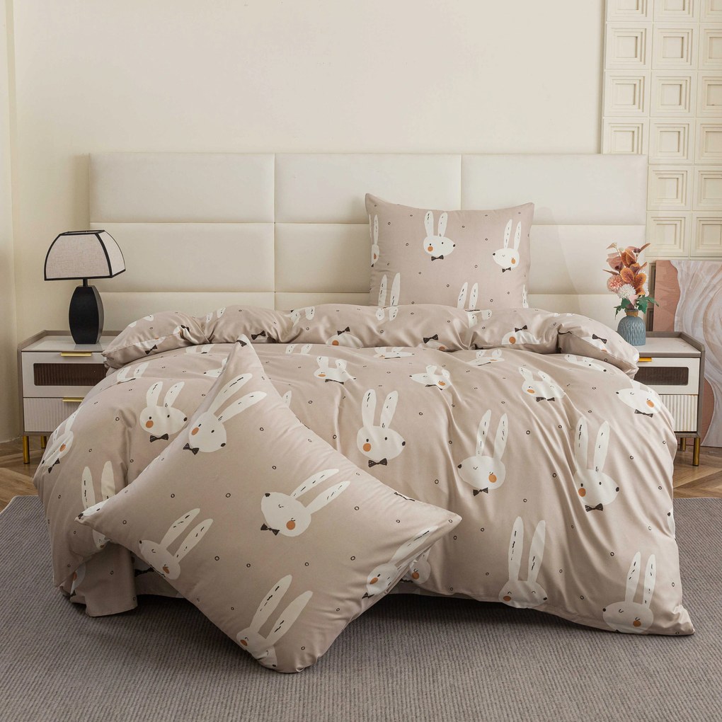 PrzytulneMieszkanie.pl PrzytulneMieszkanie.pl Pościel z mikrowłókna WHITE RABBIT, beżowa Rozmiar pościeli: 70 x 90 cm | 140 x 220 cm