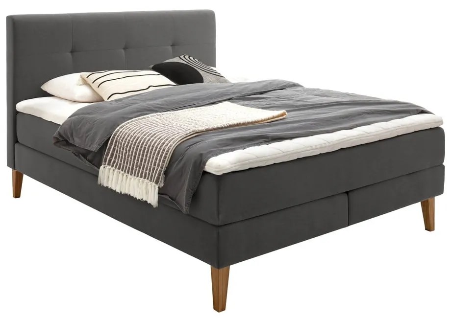 Antracytowe łóżko boxspring 160x200 cm Stockholm – Meise Möbel