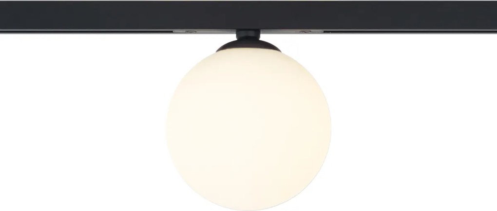 Nowoczesna lampa sufitowa czarna z białym szkłem do systemu szynowego 1-fazowego - Slimline Eira