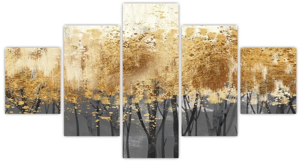 Obraz - Złote drzewa (125x70 cm)