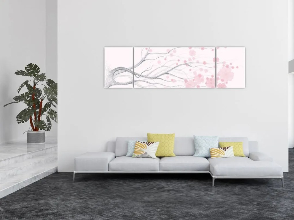 Obraz - Różowe kwiaty (170x50 cm)