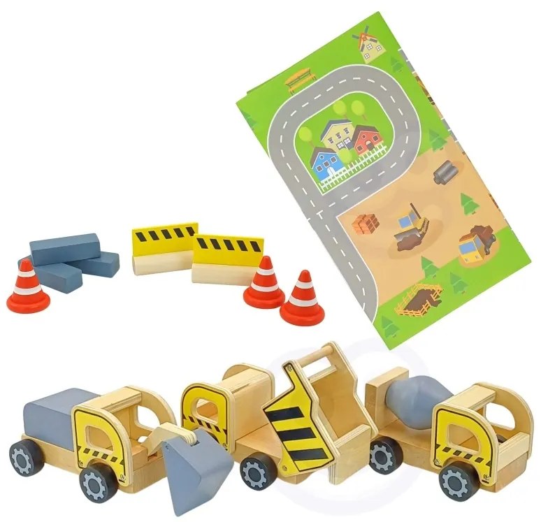 Woopie green drewniany plac budowy 5w1 ruchomy dźwig xxl pojazdy budowlane 13 el. fsc