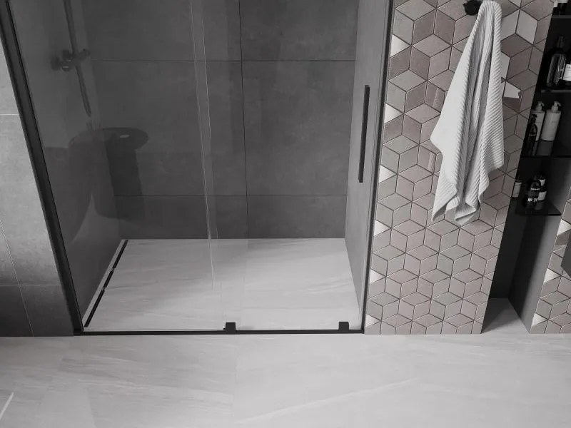 Mexen Velar drzwi prysznicowe rozsuwane 160 cm, transparent, czarne - 871-160-000-01-70