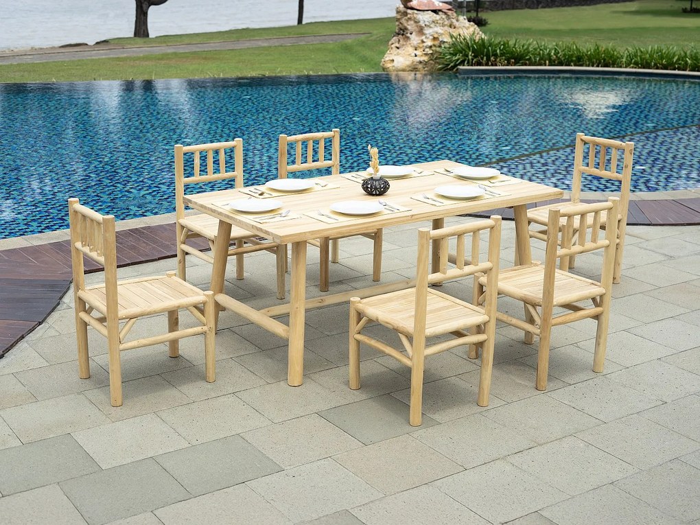 Stół ogrodowy dł. 180 cm z drewna tekowego - Jasny naturalny - TULUM od MYLIA