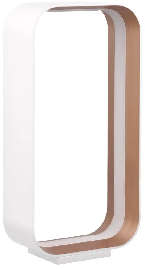 Biała lampa stołowa LED ze sterowaniem głosowym/mobilną aplikacją i metalowym kloszem (wysokość 41 cm) Cizione – CINQUE