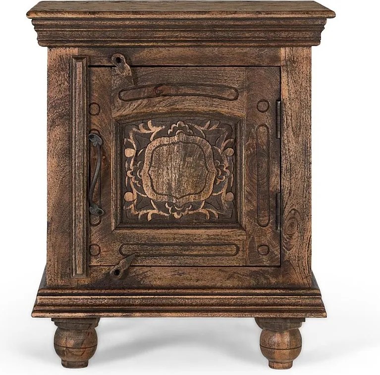 Table de chevet en bois de manguier masyw avec une wykończenie rustique