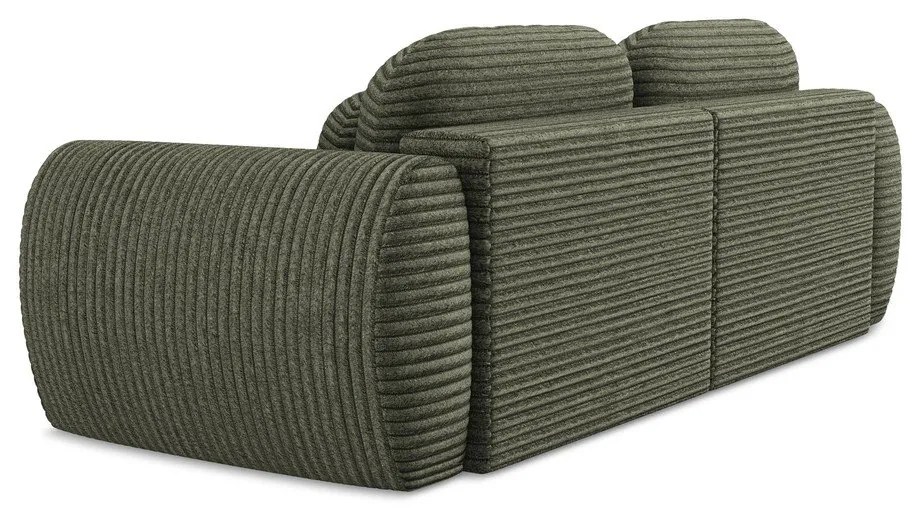 Zielona sztruksowa rozkładana sofa ze schowkiem 266 cm Kini – Makamii