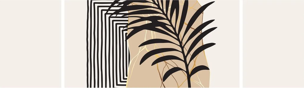 Obraz - Abstrakcja z tropikalnymi liśćmi N⁰3 (170x50 cm)