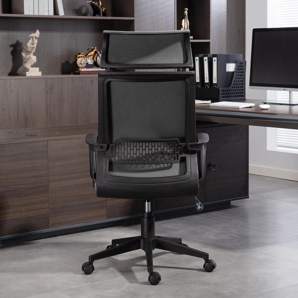 HOMCOM Krzesło biurowe z miękkim oparciem, kołami, podłokietnikami, regulowaną wysokością, wełna sztuczna, Szary