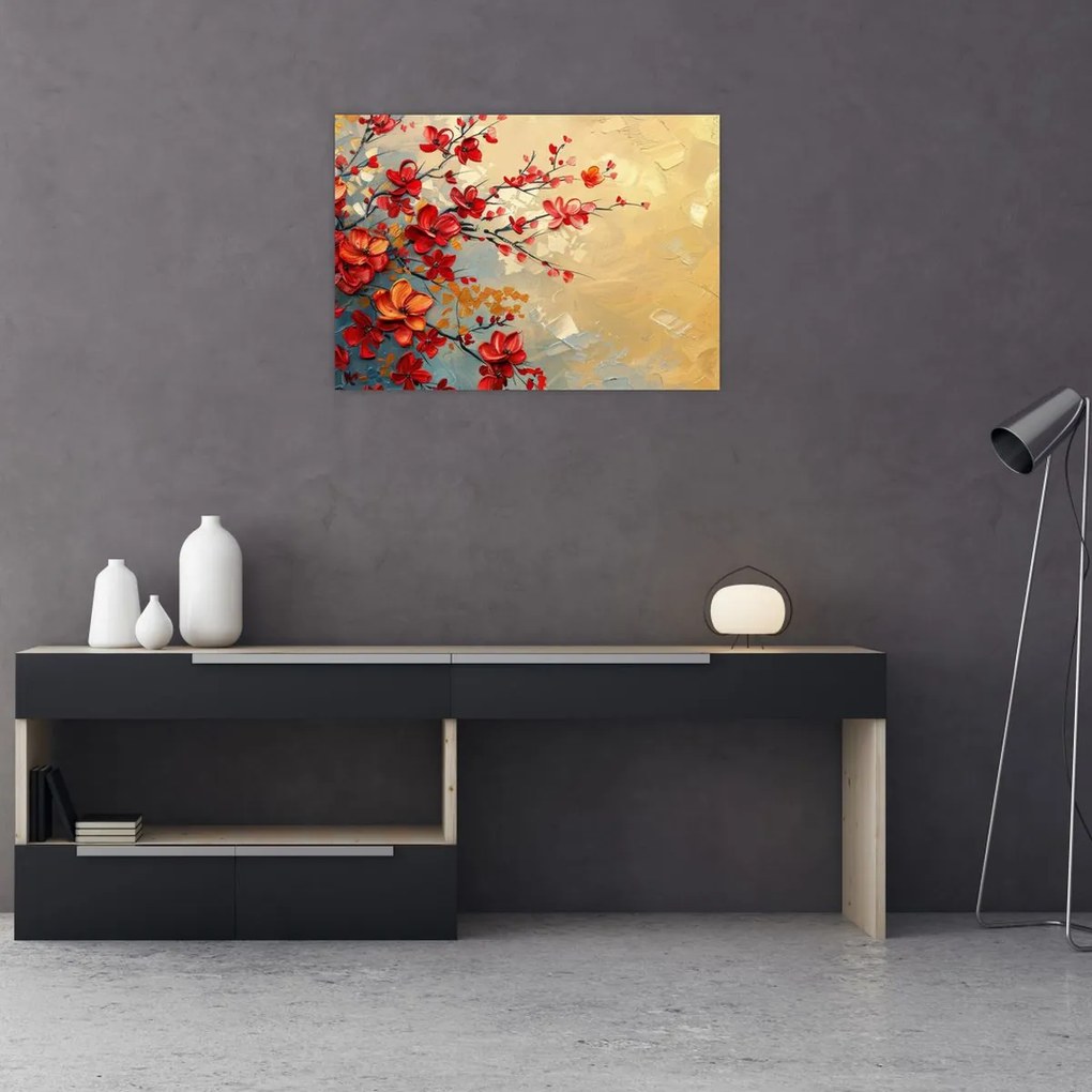 Obraz na szkle - Kwitnące drzewo (70x50 cm)
