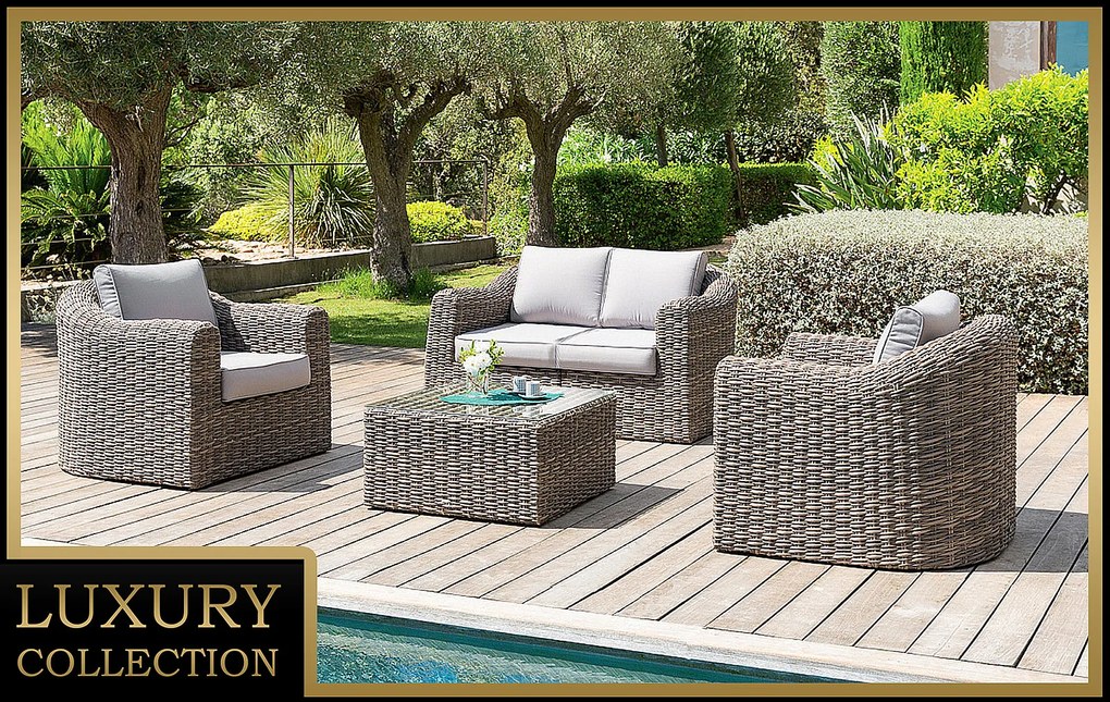 Rattanowy zestaw modułowy BORNEO LUXURY dla 4 osób (brązowy)