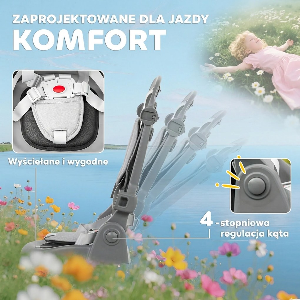 AIYAPLAY Dziecięcy trójkołowiec 6-w-1, wózek dla maluchów z uchwytem do pchania, regulowane siedzisko, składana konstrukcja, siatka zabezpieczająca, szary