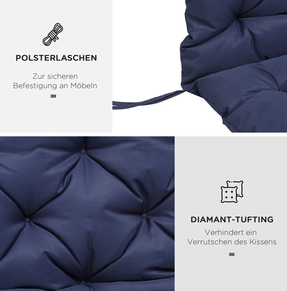 Outsunny Poduszka na Ławkę z Paskami Mocującymi, dla do 3 osób, Grube Wypełnienie Piankowe, Poduszka Siedziskowa