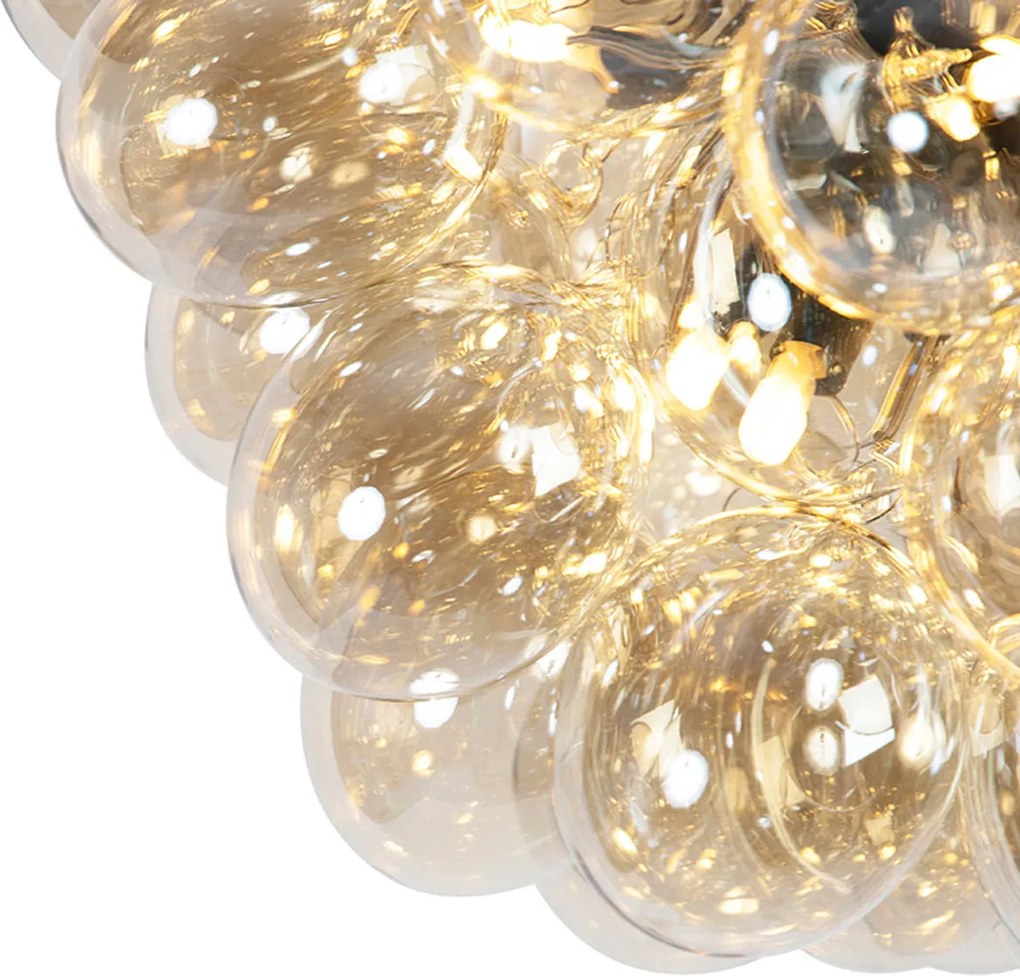 Inteligentna lampa wisząca czarna z bursztynowym szkłem, w tym 8 WiFi G9 - Uvas