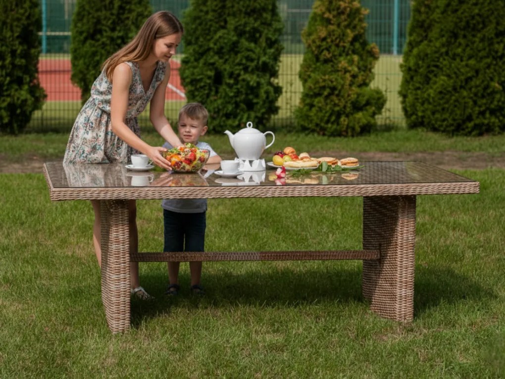 Duży stół ogrodowy 200x100 cm półokrągły technorattan
