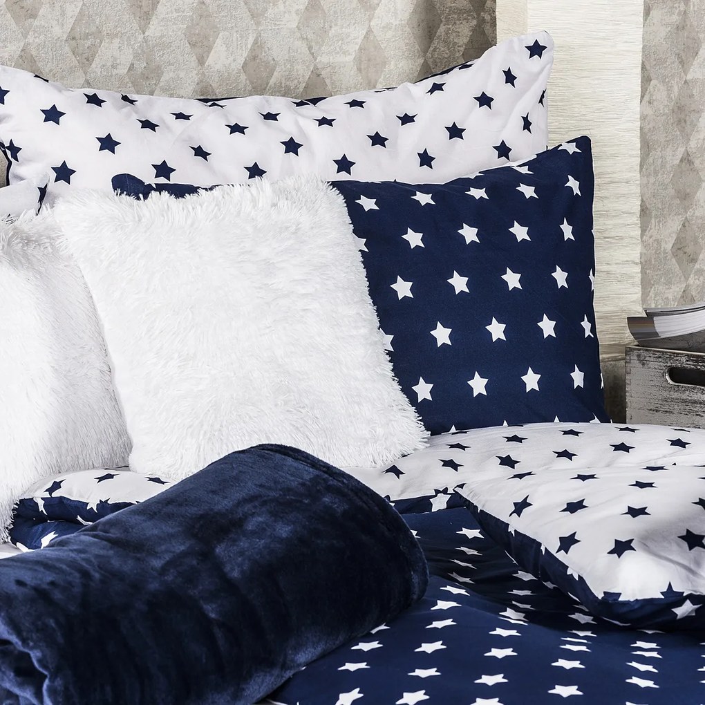 4Home pościel bawełniana Stars Navy blue, 140 x 200 cm, 70 x 90 cm