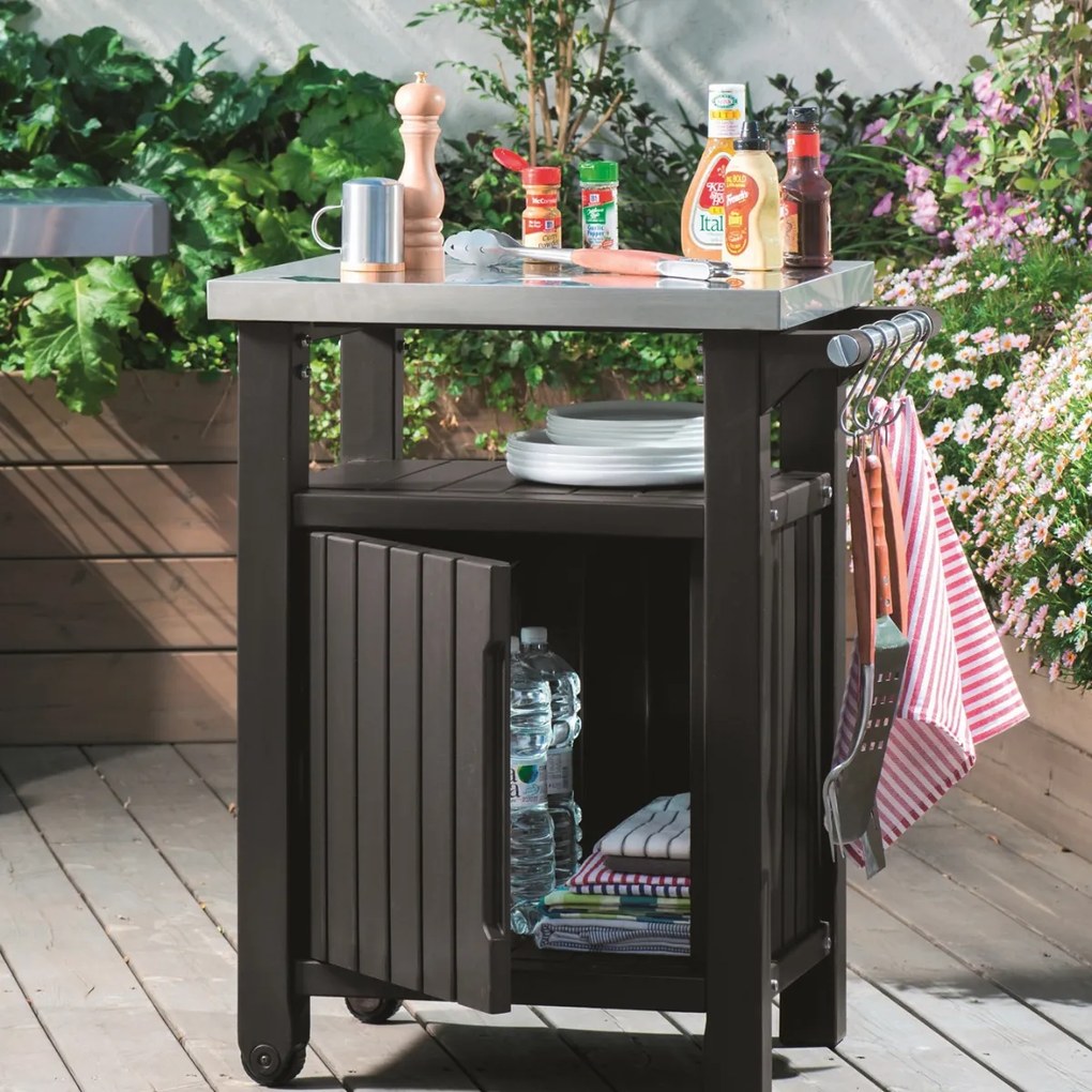 Keter stolik ogrodowy do grillowania UNITY 105 l, brązowy