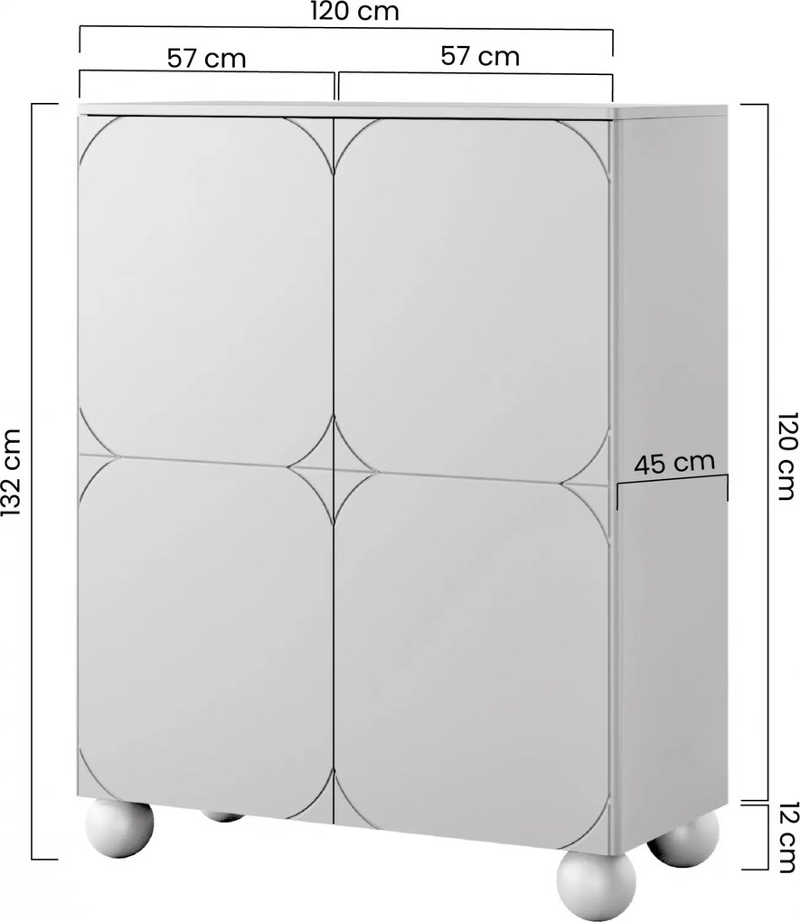 Komoda wysoka Sonatia II 120 cm dwudrzwiowa z dwoma ukrytymi szufladami - burgund
