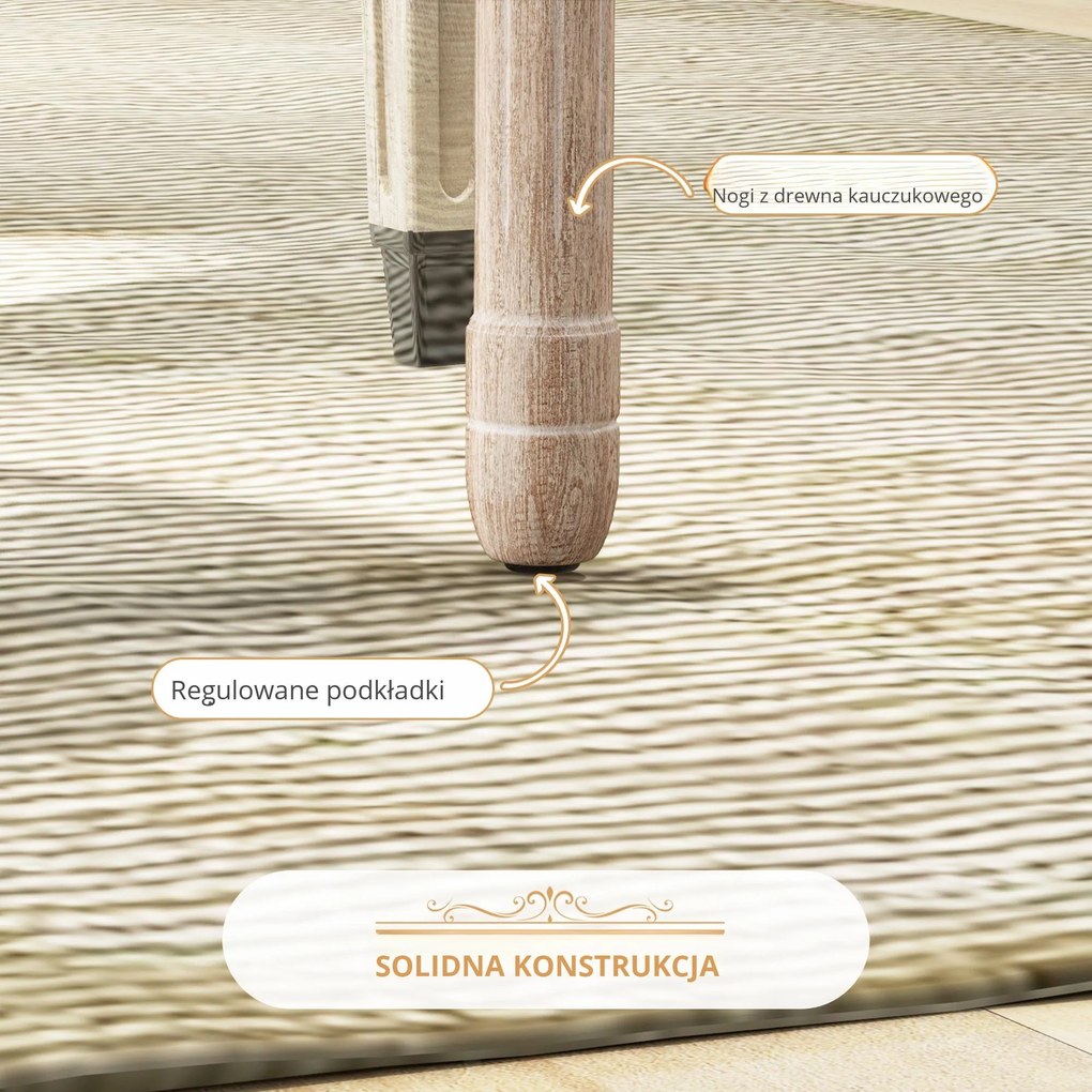 HOMCOM Krzesła jadalniane 2 sztuki tapicerowane kremowe z oparciem rattanowym i drewnianymi nogami | Aosom PL