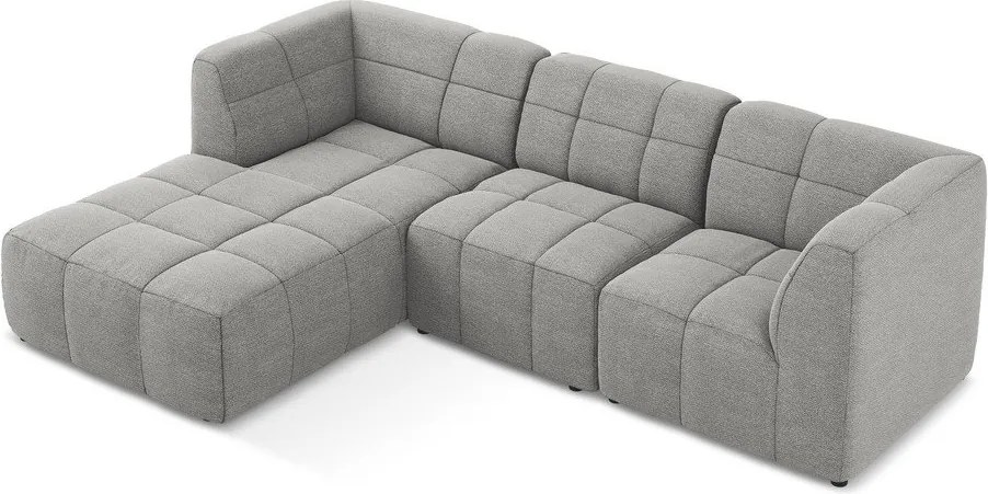 Szary narożnik z materiału bouclé (lewostronny/z szezlongiem) Aloha – Makamii