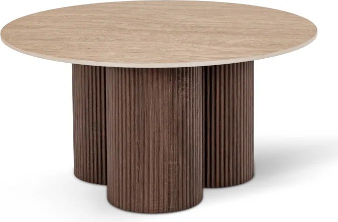 Stolik Kawowy CARTAGENA 80 cm Trawertyn/Orzech Nowoczesny