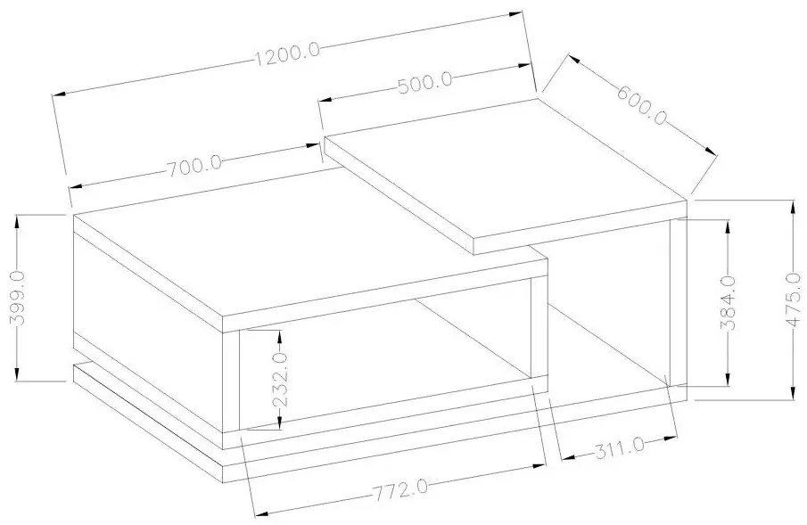 Stolik kawowy BOTA 120x60 biały/beton colorado HELVETIA
