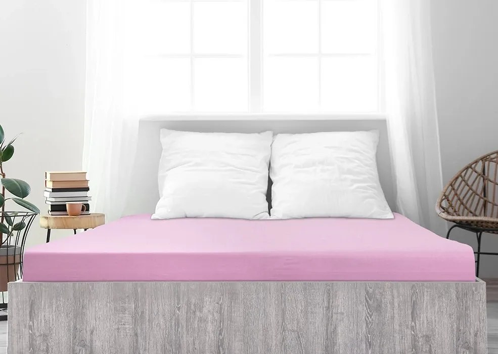 PrzytulneMieszkanie.pl Prześcieradło jersey z mako bawełny LUXORA różowe 180 x 200 cm