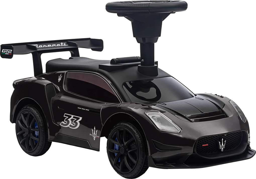 AIYAPLAY Samochodzik Rutschauto Maserati ze schowkiem, Klaksonem & Muzyką, Ciche koła, Dla Dzieci 1,5-5 Lat, Do 25 kg, Czarny