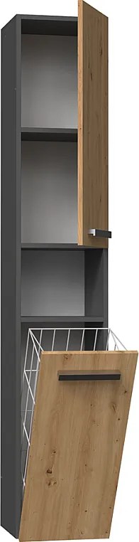 Meble łazienkowe, Antracyt / Dąb Artisan, 30 x 174 x 30 cm