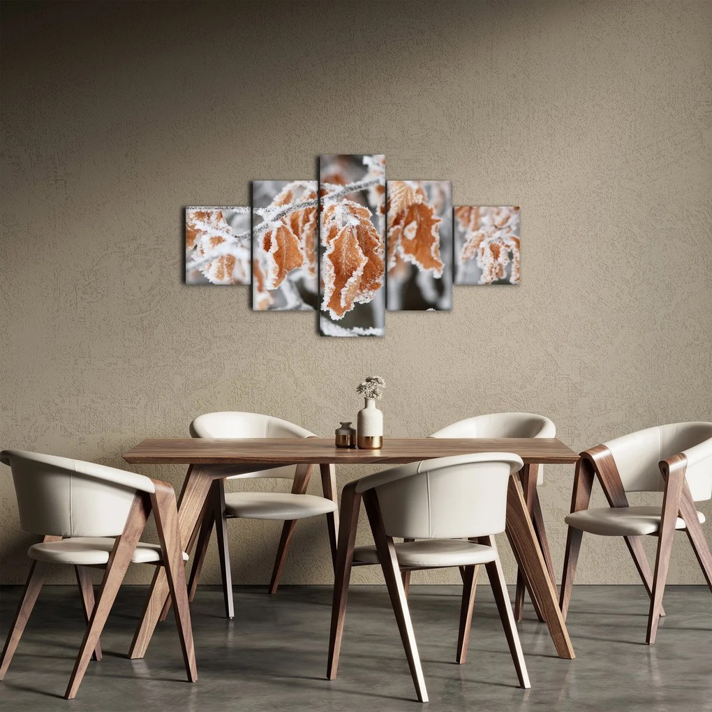 Obraz - Zamarznięte liście (125x70 cm)