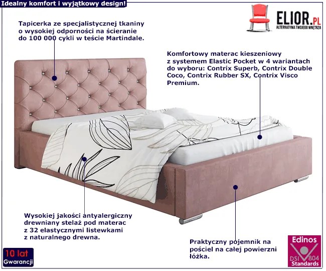 Małżeńskie łóżko z zagłówkiem 180x200 Eylan 2X - 36 kolorów