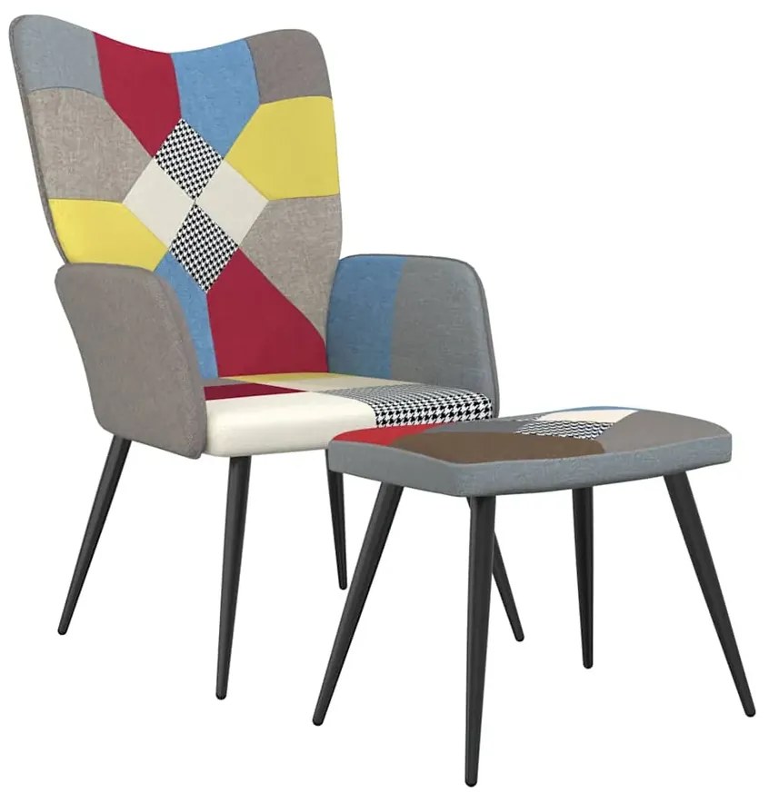 Nowoczesny patchworkowy fotel z podnóżkiem Z6-T91