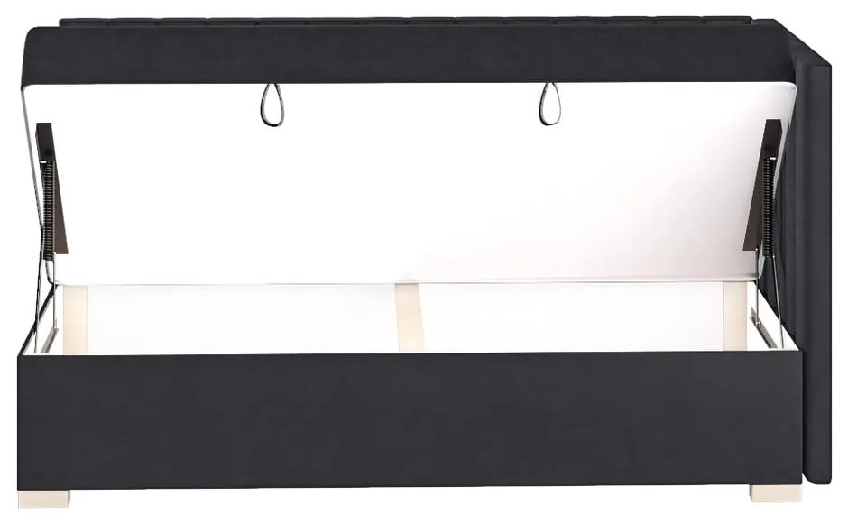 Ciemnoniebieskie narożne łóżko dziecięce ze schowkiem i materacem 90x200 cm Snugi – Ghado