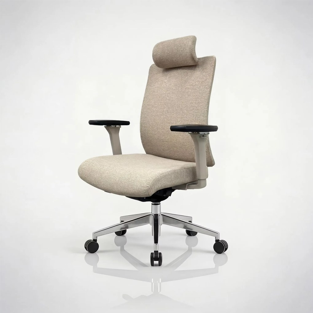 Fotel biurowy ergonomiczny obrotowy jasnobeżowy: VECTOR