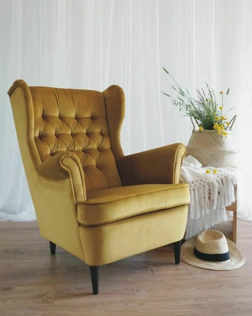 Elegancki pikowany fotel Harry Velvet Signal