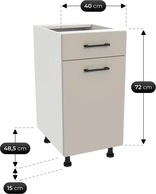 Zestaw Mebli Kuchennych MODERN 200 cm Kaszmir Ryflowany Nowoczesny