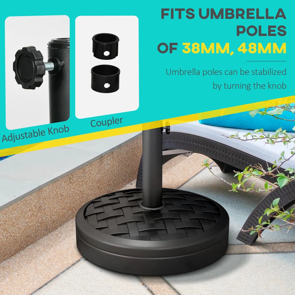 Outsunny Podstawa parasola ogrodowego betonowa 18 kg, okrągły stojak na parasol o średnicy masztu 32/38/48mm, czarny | Aosom PL