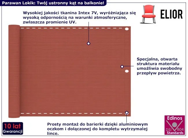 Klasyczny parawan ogrodowy na balkon terakota A9-C80